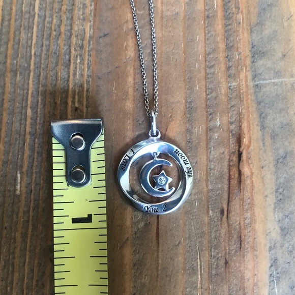 “I Love You 2 The Moon” Sterling Silver Necklace - Picture 5 of 5
